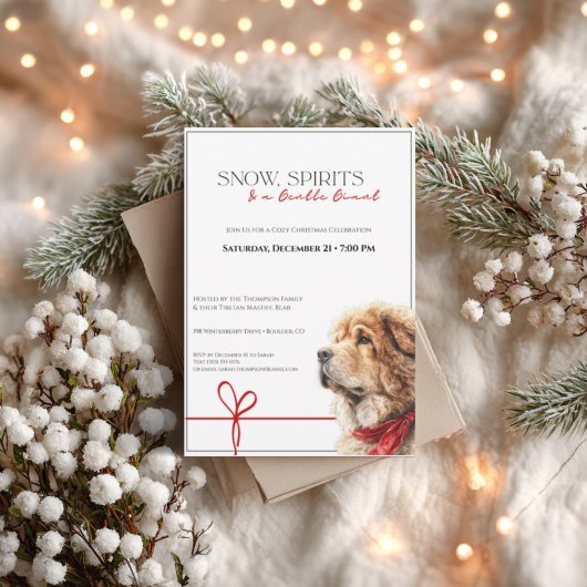 Tibetan Mastiff Christmas Party Invitation Einladung