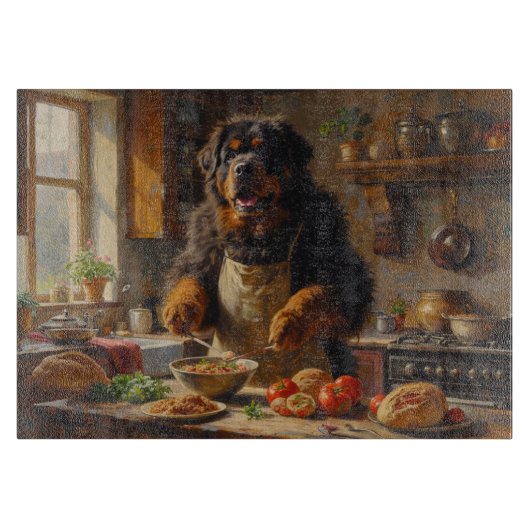 Tibetan Mastiff Cooking in Kitchen Schneidebrett (Vorderseite)