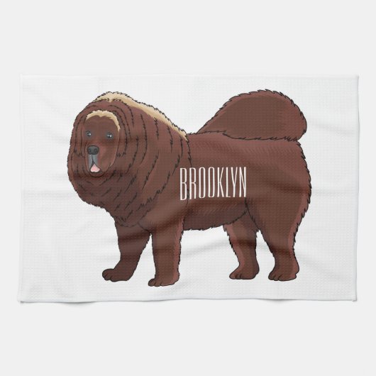 Tibetan Mastiff dog cartoon illustration Geschirrtuch (Horizontal)