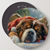 Tibetan Mastiff Dog Weihnachtsfest Button (Vorne & Hinten)