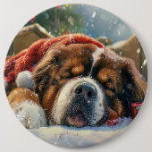 Tibetan Mastiff Dog Weihnachtsfest Button (Vorderseite)