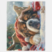 Tibetan Mastiff Dog Weihnachtsfest Fleecedecke (Vorderseite)