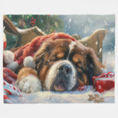 Tibetan Mastiff Dog Weihnachtsfest Fleecedecke (Vorderseite (Horizontal))