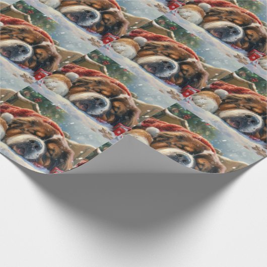 Tibetan Mastiff Dog Weihnachtsfest Geschenkpapier (Ecke)