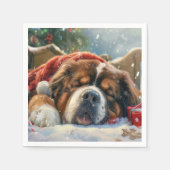 Tibetan Mastiff Dog Weihnachtsfest Serviette (Vorderseite)