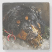 Tibetan Mastiff Dog Weihnachtsfest Steinuntersetzer (Vorderseite)