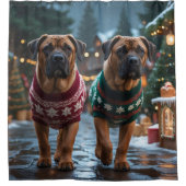 Tibetan Mastiff Dogs Christmas Snow Holiday Duschvorhang (Vorderseite)