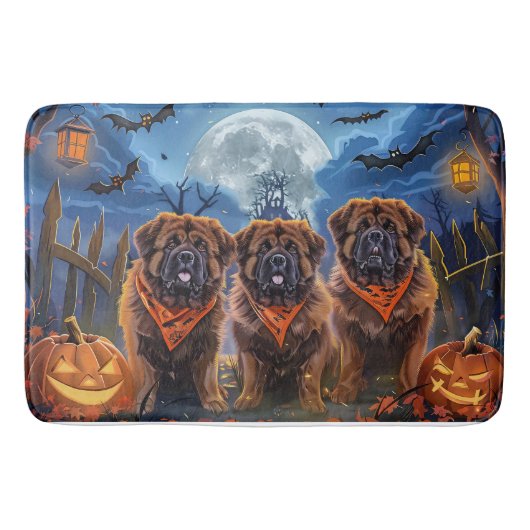 Tibetan Mastiff Halloween Spooky Badematte (Vorderseite)