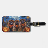 Tibetan Mastiff Halloween Spooky Gepäckanhänger (Vorderseite horizontal)
