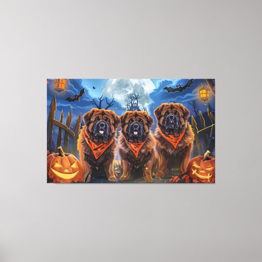 Tibetan Mastiff Halloween Spooky Leinwanddruck (Vorderseite)