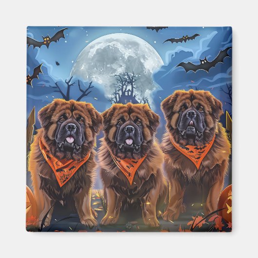 Tibetan Mastiff Halloween Spooky Magnet (Vorne)