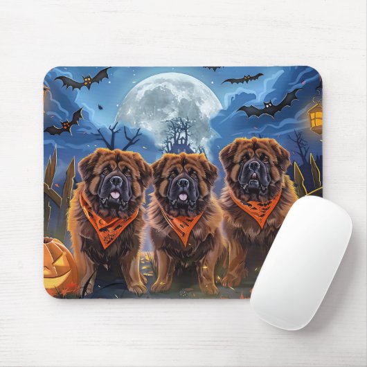 Tibetan Mastiff Halloween Spooky Mousepad (Mit Mouse)