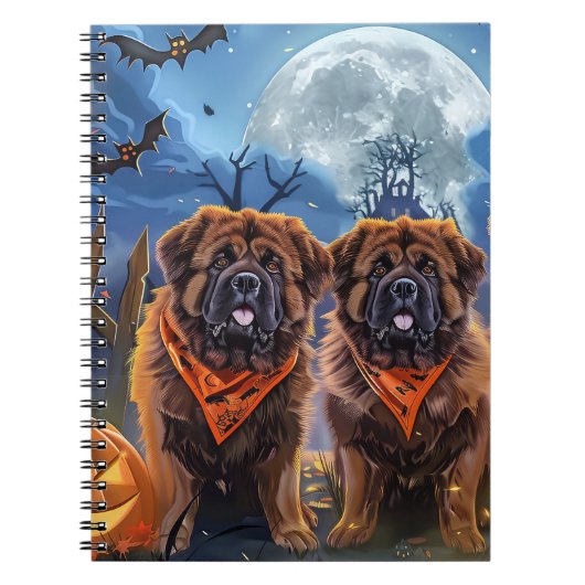 Tibetan Mastiff Halloween Spooky Notizblock (Vorderseite)