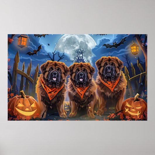 Tibetan Mastiff Halloween Spooky Poster (Vorne)