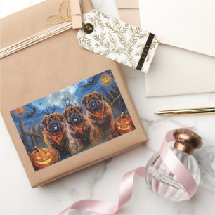 Tibetan Mastiff Halloween Spooky Rechteckiger Aufkleber