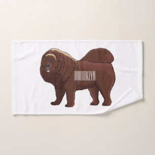 Tibetan Mastiff Hunde Cartoon Illustration Badhandtuch Set