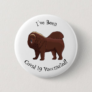 Tibetan Mastiff Hunde Cartoon Illustration Button