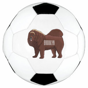Tibetan Mastiff Hunde Cartoon Illustration Fußball
