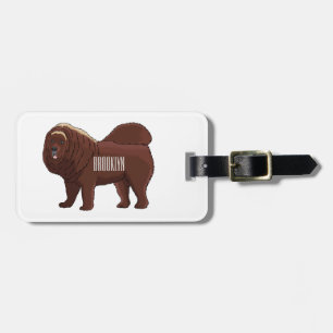 Tibetan Mastiff Hunde Cartoon Illustration Gepäckanhänger