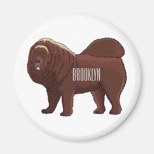 Tibetan Mastiff Hunde Cartoon Illustration Magnet (Vorne)