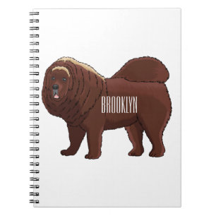 Tibetan Mastiff Hunde Cartoon Illustration Notizblock