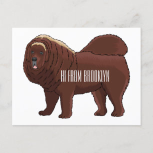 Tibetan Mastiff Hunde Cartoon Illustration Postkarte