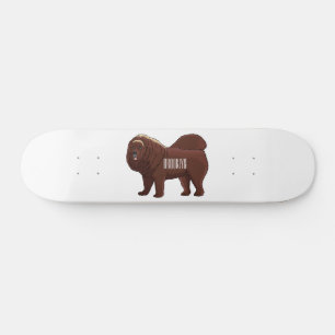Tibetan Mastiff Hunde Cartoon Illustration Skateboard