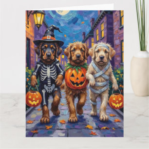 Tibetan-Mastiff-Hunde in Halloween-Kostümen Karte