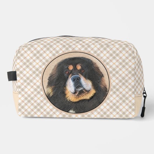Tibetan Mastiff Malen Schwarz und Tan Pet Dog Art Waschbeutel (Vorderseite)