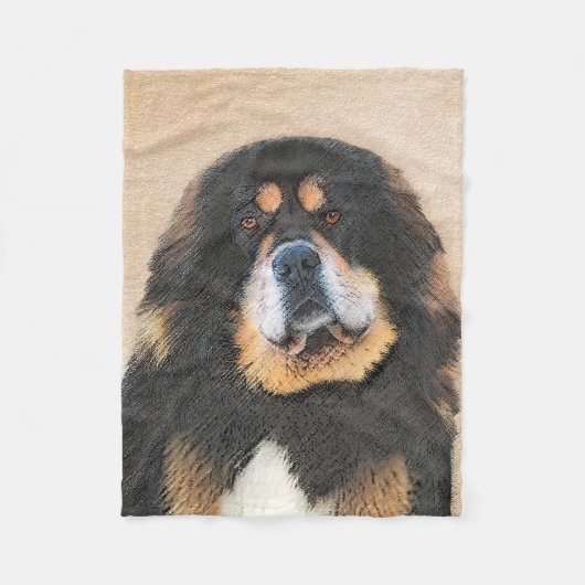 Tibetan Mastiff Malerei - Niedliche Original Dog A Fleecedecke (Vorderseite)