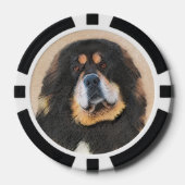 Tibetan Mastiff Malerei - Niedliche Original Dog A Pokerchips (Vorderseite)