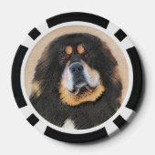 Tibetan Mastiff Malerei - Niedliche Original Dog A Pokerchips (Rückseite)