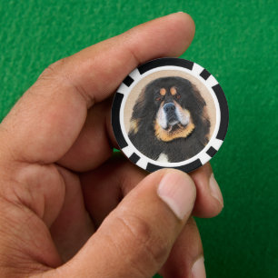 Tibetan Mastiff Malerei - Niedliche Original Dog A Pokerchips