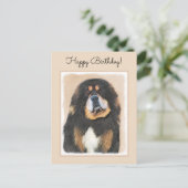 Tibetan Mastiff Malerei - Niedliche Original Dog A Postkarte (Stehend Vorderseite)