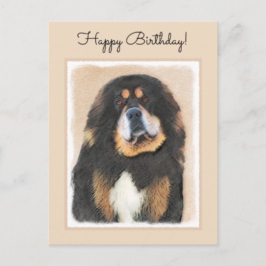 Tibetan Mastiff Malerei - Niedliche Original Dog A Postkarte (Vorderseite)