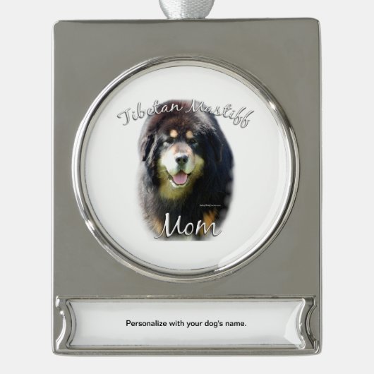 Tibetan Mastiff Mama 2 Banner-Ornament Silber (Vorderseite)