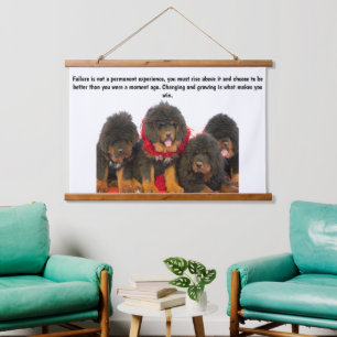 Tibetan Mastiff Niedlich Brown Welpen Wandteppich Mit Holzrahmen