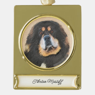 Tibetan Mastiff Painting - Niedliche Original Dog  Banner-Ornament Gold