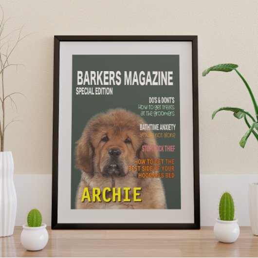 Tibetan Mastiff Parody Magazine Cover Poster