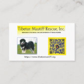 Tibetan Mastiff Rescue, Inc. Information Business Visitenkarte (Vorderseite)