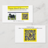 Tibetan Mastiff Rescue, Inc. Information Visitenkarte (Vorne/Hinten)