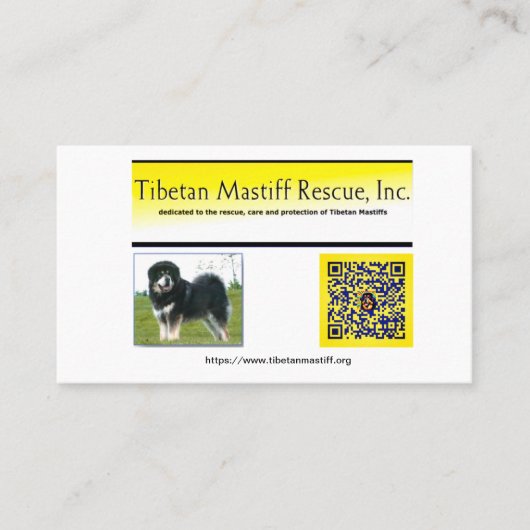 Tibetan Mastiff Rescue, Inc. Information Visitenkarte (Vorderseite)