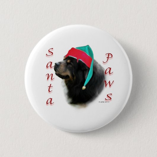 Tibetan Mastiff Santa Paws Button (Vorderseite)