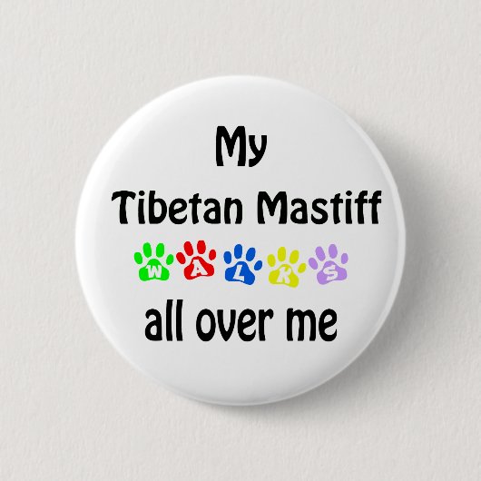 Tibetan Mastiff Walks Design Button (Vorderseite)