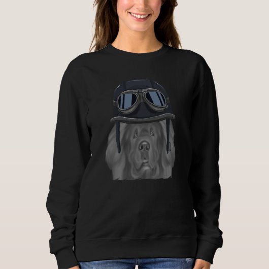 Tibetan Mastiff Wearing Vintage Motorcycle Helmet Sweatshirt (Vorderseite)