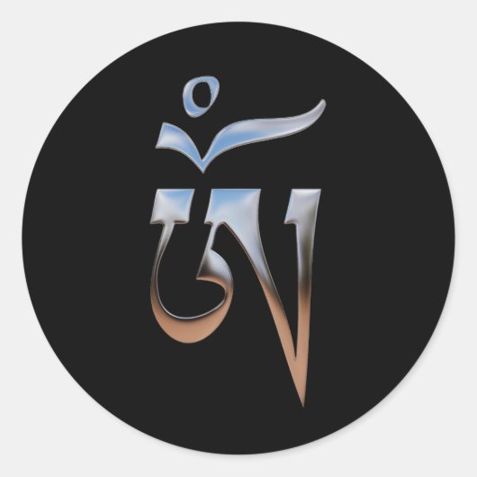 Tibetan Om Runder Aufkleber (Vorderseite)