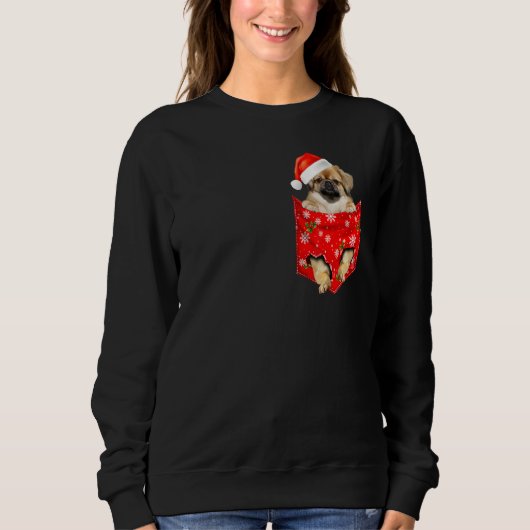 Tibetan spaniel Christmas Pocket for Tibet dog Sweatshirt (Vorderseite)