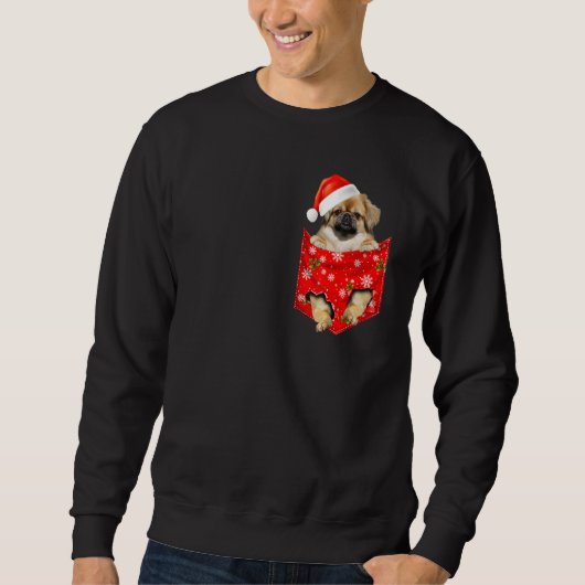 Tibetan spaniel Christmas Pocket for Tibet dog Sweatshirt (Vorderseite)