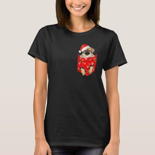 Tibetan spaniel Christmas Pocket for Tibet dog T-Shirt (Vorderseite)