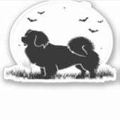 Tibetan Spaniel Dog � Halloween Moon Silhouette Ov Aufkleber (Vorderseite)
